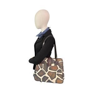 Dooney & Bourke Giraffe Print Coated Canvas Leather Trim Tote Bag Pink Lining